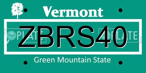 ZBRS40 Vermont License Plate