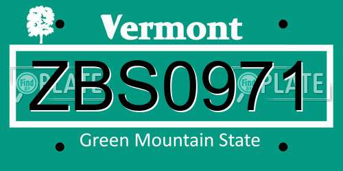 ZBS0971 Vermont License Plate
