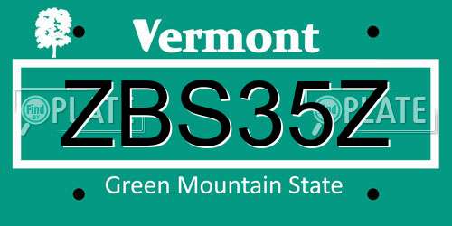 ZBS35Z Vermont License Plate