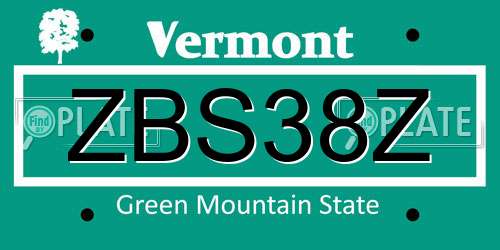 ZBS38Z Vermont License Plate
