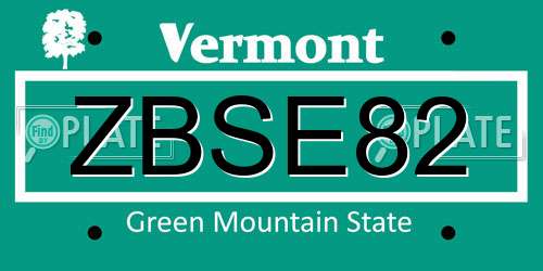 ZBSE82 Vermont License Plate