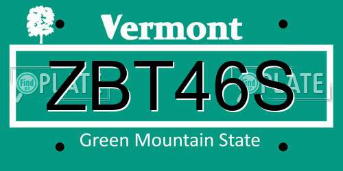 ZBT46S Vermont License Plate