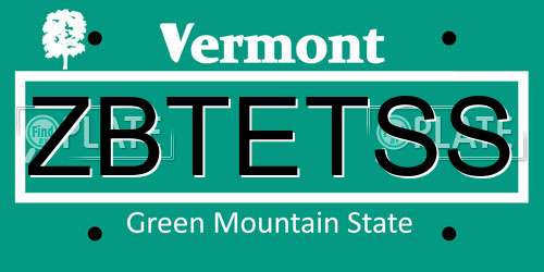 ZBTETSS Vermont License Plate