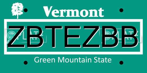 ZBTEZBB Vermont License Plate