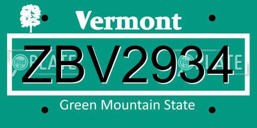 ZBV2934 Vermont License Plate