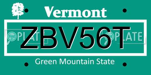 ZBV56T Vermont License Plate