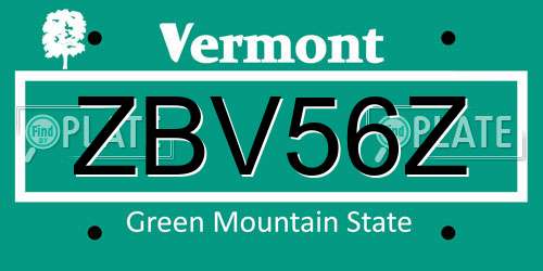 ZBV56Z Vermont License Plate