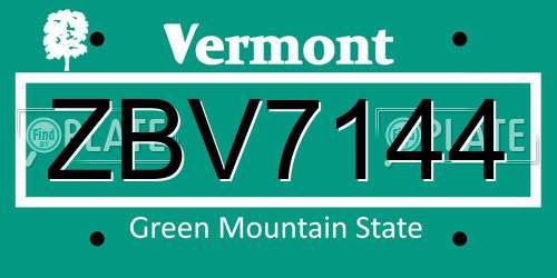 ZBV7144 Vermont License Plate