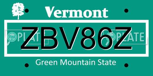 ZBV86Z Vermont License Plate