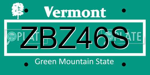 ZBZ46S Vermont License Plate