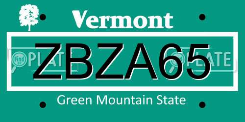 ZBZA65 Vermont License Plate