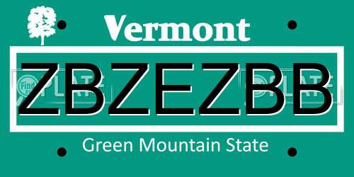 ZBZEZBB Vermont License Plate