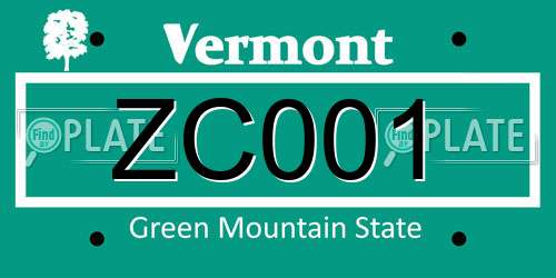 ZC001 Vermont License Plate
