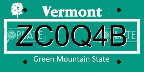 ZC0Q4B Vermont License Plate