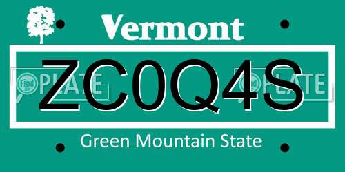 ZC0Q4S Vermont License Plate