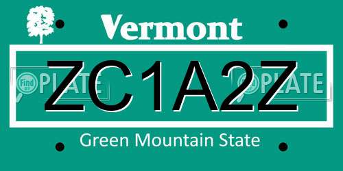 ZC1A2Z Vermont License Plate