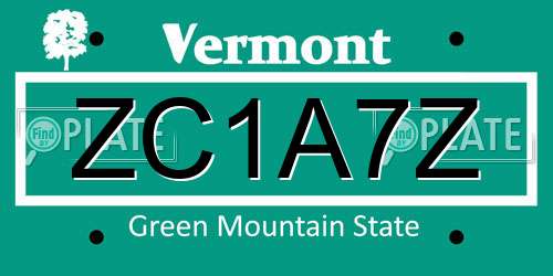 ZC1A7Z Vermont License Plate
