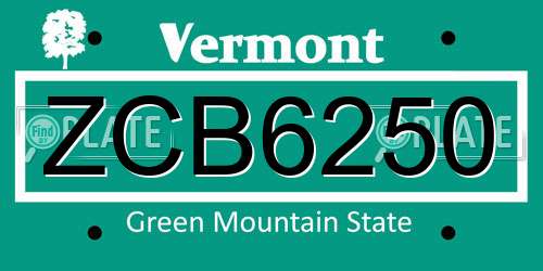 ZCB6250 Vermont License Plate