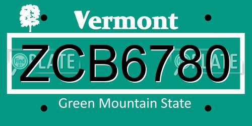 ZCB6780 Vermont License Plate