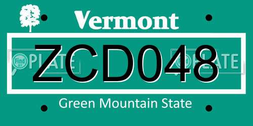 ZCD048 Vermont License Plate