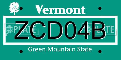 ZCD04B Vermont License Plate