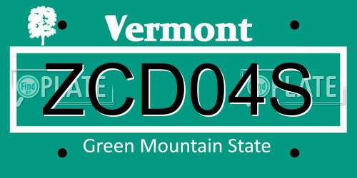 ZCD04S Vermont License Plate