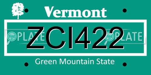 ZCI422 Vermont License Plate