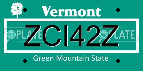 ZCI42Z Vermont License Plate