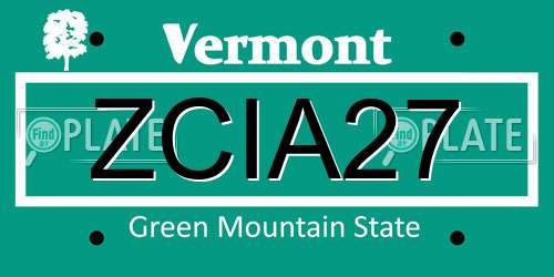 ZCIA27 Vermont License Plate