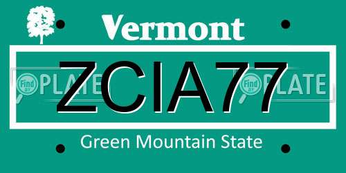 ZCIA77 Vermont License Plate