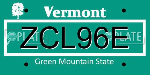 ZCL96E Vermont License Plate