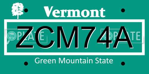 ZCM74A Vermont License Plate
