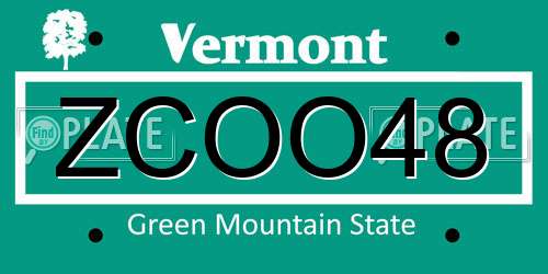 ZCOO48 Vermont License Plate