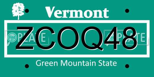 ZCOQ48 Vermont License Plate