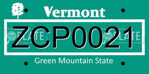 ZCP0021 Vermont License Plate