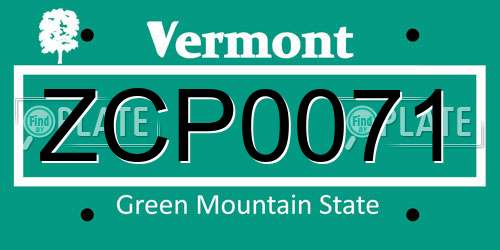 ZCP0071 Vermont License Plate