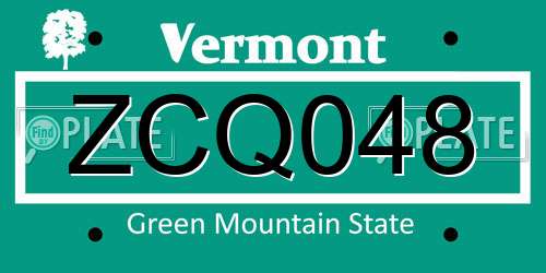 ZCQ048 Vermont License Plate