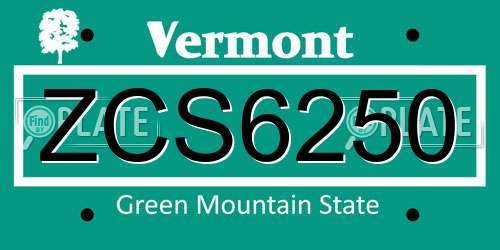 ZCS6250 Vermont License Plate