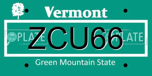 ZCU66 Vermont License Plate