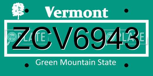 ZCV6943 Vermont License Plate