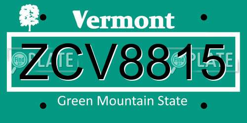 ZCV8815 Vermont License Plate