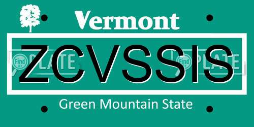 ZCVSSIS Vermont License Plate