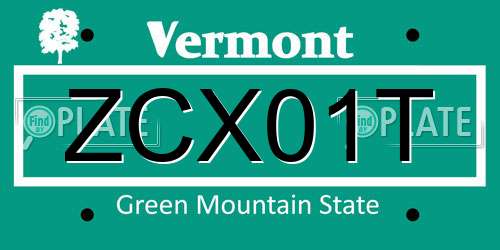 ZCX01T Vermont License Plate