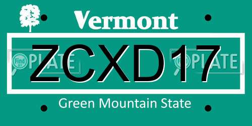 ZCXD17 Vermont License Plate