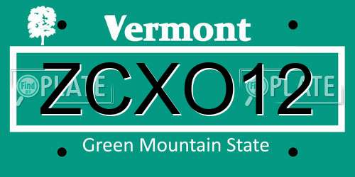 ZCXO12 Vermont License Plate