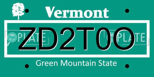 ZD2T0O Vermont License Plate
