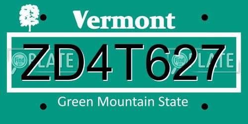 ZD4T627 Vermont License Plate