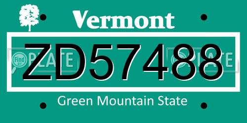 ZD57488 Vermont License Plate