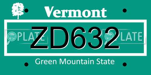 ZD632 Vermont License Plate
