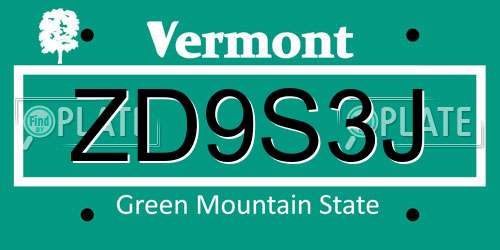 ZD9S3J Vermont License Plate